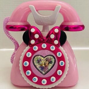 Disney Junior Minnie Mouse Ring Me Rotary Phone Pink Lights & Sounds Tested Work